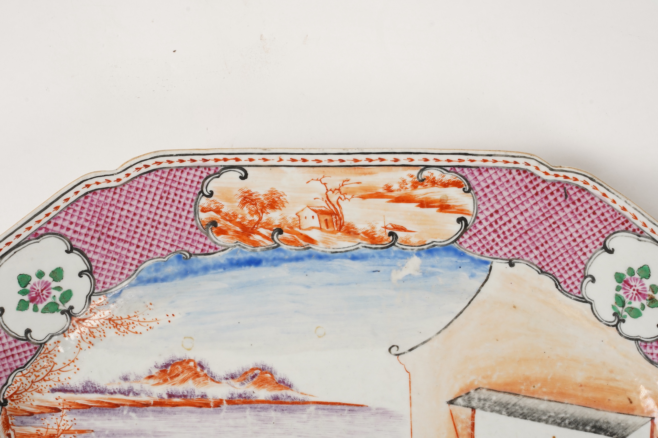 Three Chinese famille rose ‘mandarin’ serving dishes, Qianlong period
